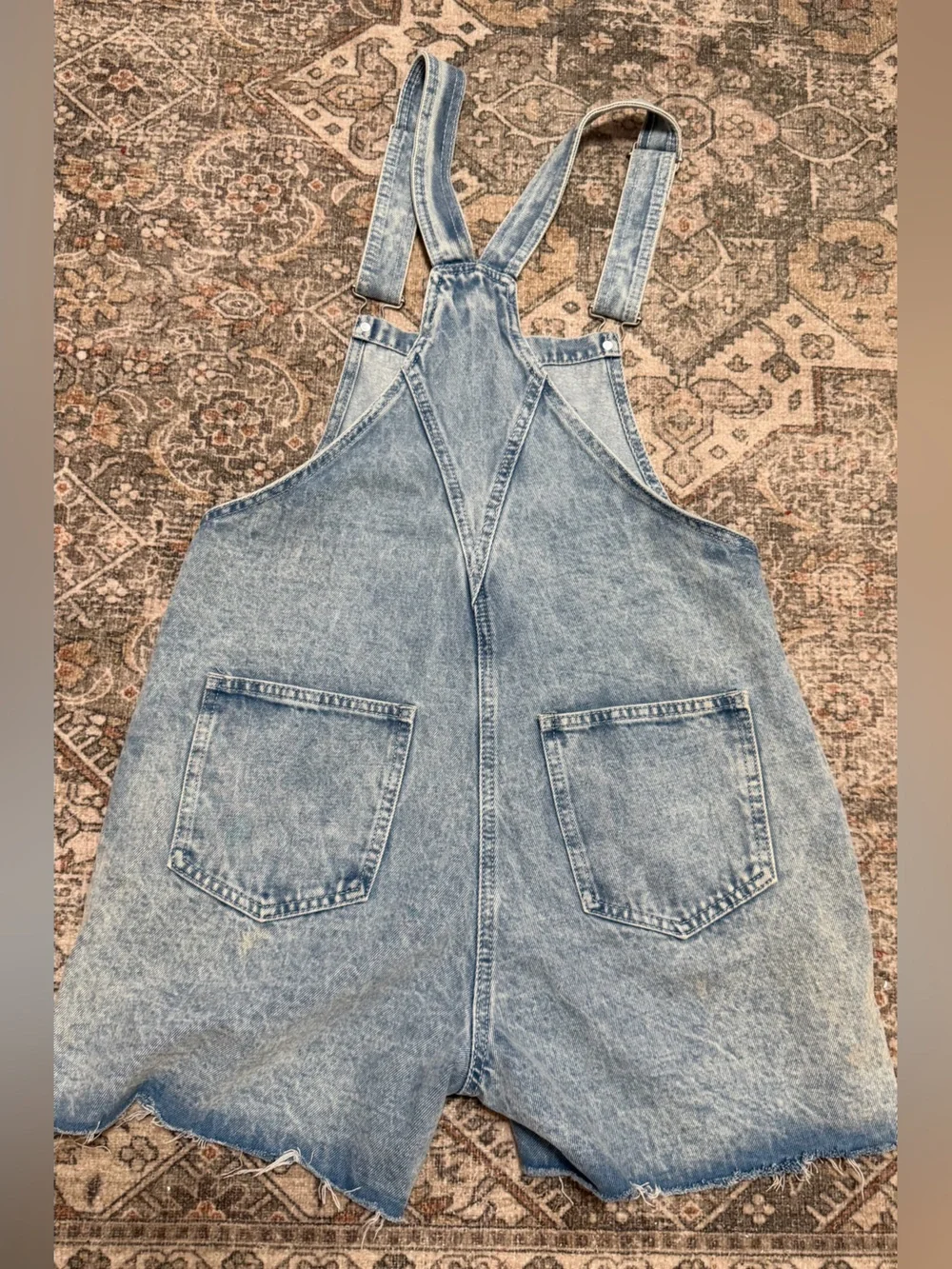 Denim Overall Shorts - Size Large